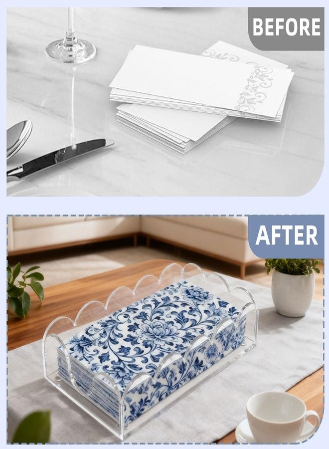 Velicber Velicer Acrylic Napkin Holder for Bathroom, Sleek Scalloped Design Clear Guest Towel Holder Tray 8.6 x 5.1 x 2.3 inch Waterproof Disposable Hand Towel Holder for Weddings, Hotels and Home Decor - Image 3