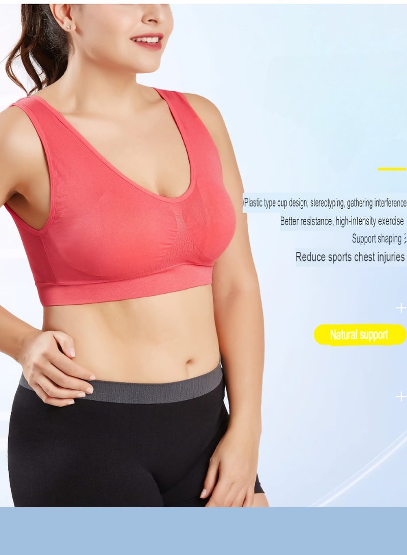 AROAQ Women Sports Bra, Fitness Sports Yoga Bra with Removable Padding,  Double-layer Seamless  Sports Bra without Rims, Comfortable Soft Bra for Workouts Running Yoga Trainings, (Size L, Light Purple)  - Image 2