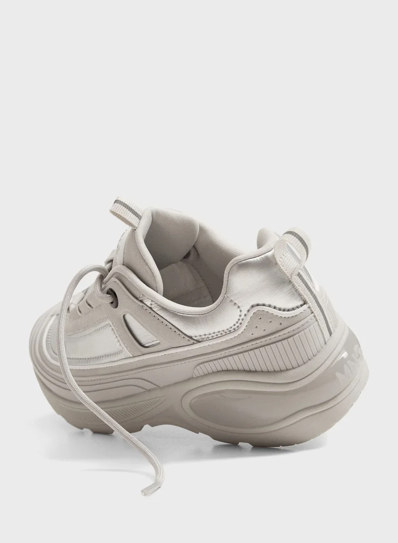 MANGO Lace Up Low Top Sneakers