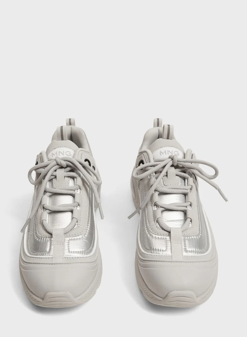 MANGO Lace Up Low Top Sneakers