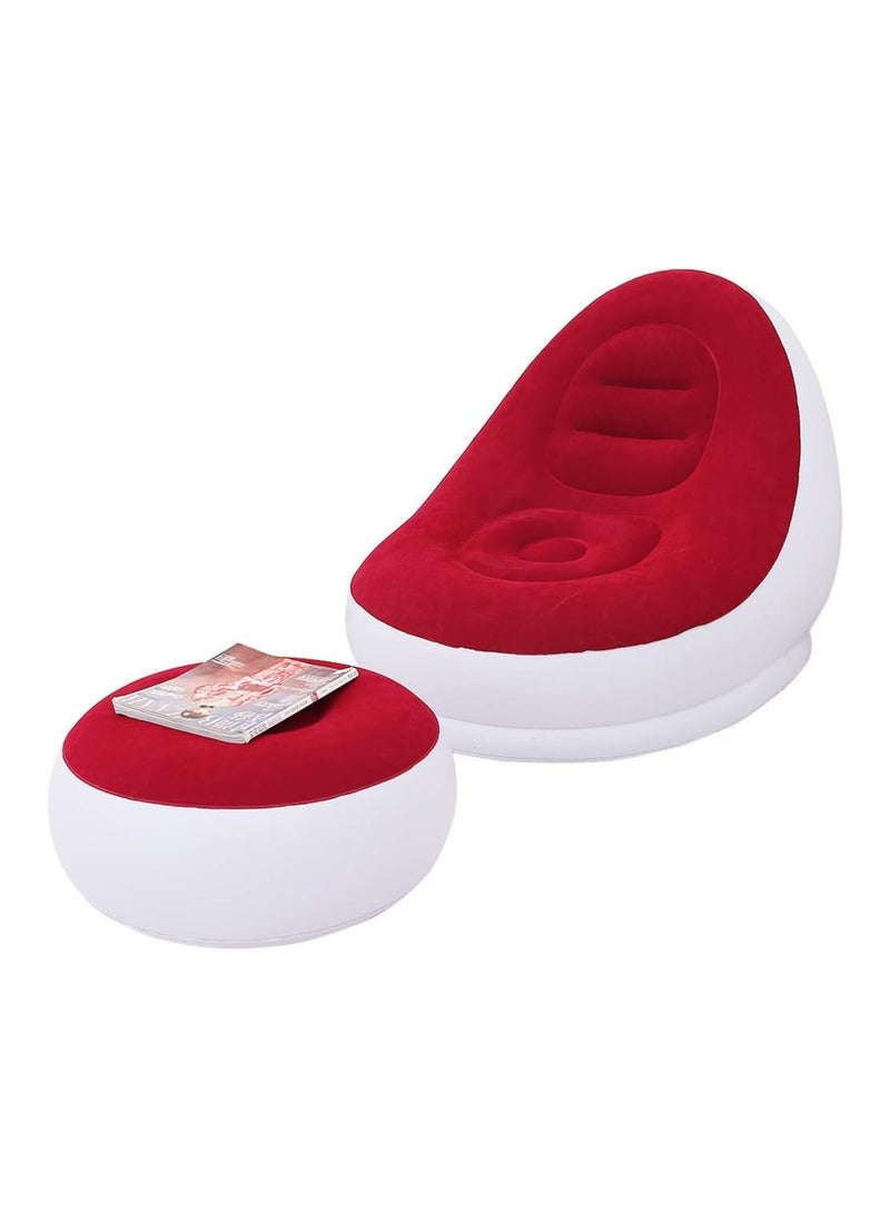 FEND FEND 2-In-1 Lounge Chair Set Portable Recliner With Air Pump, Inflatable Sofa Chair, Inflatable Sofa for Home Rest and Sleeping White  - Image 1