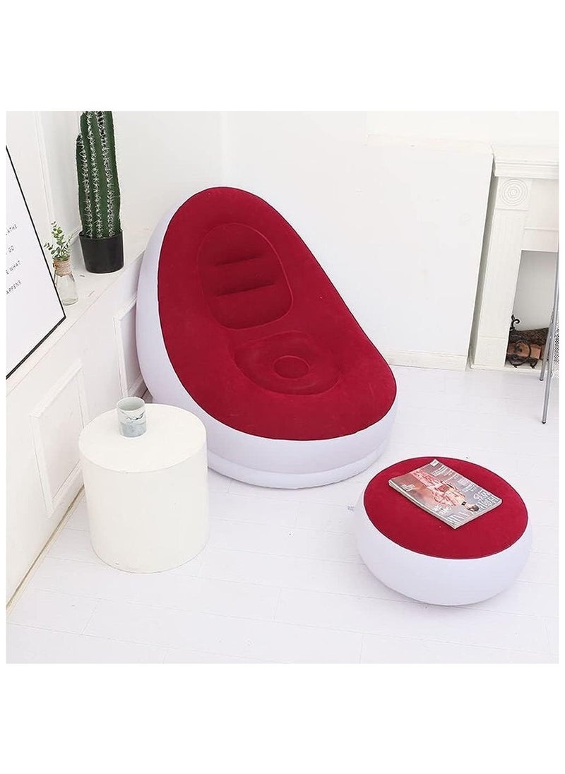 FEND FEND 2-In-1 Lounge Chair Set Portable Recliner With Air Pump, Inflatable Sofa Chair, Inflatable Sofa for Home Rest and Sleeping White  - Image 2