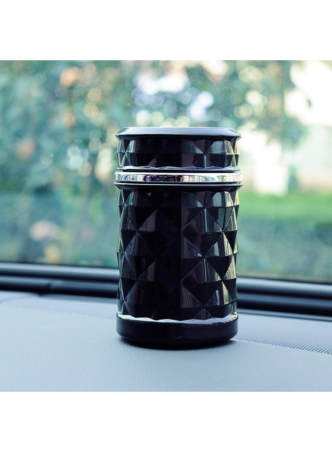 Auto Car Ashtray Portable with Blue LED Light Ashtray Smokeless Smoking Stand Cylinder Cup Holder (Black) - Image 1