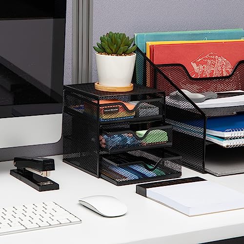 Mind Reader Desktop Accessory Storage, Desk Supplies, Organizer, Office, Metal Mesh, 6.25" L x 6.5" W x 6.5" H, Black - Image 2