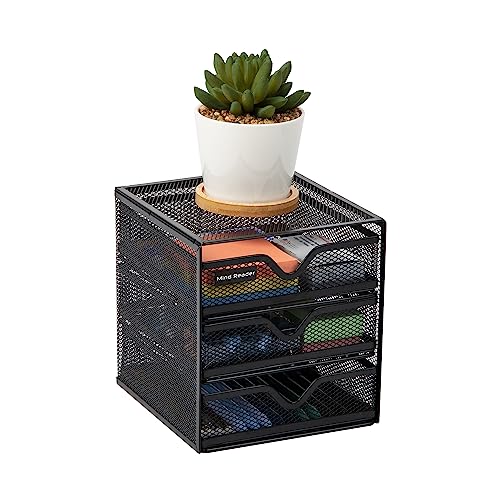 Mind Reader Desktop Accessory Storage, Desk Supplies, Organizer, Office, Metal Mesh, 6.25" L x 6.5" W x 6.5" H, Black - Image 4