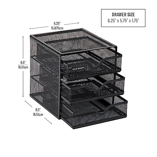 Mind Reader Desktop Accessory Storage, Desk Supplies, Organizer, Office, Metal Mesh, 6.25" L x 6.5" W x 6.5" H, Black - Image 3