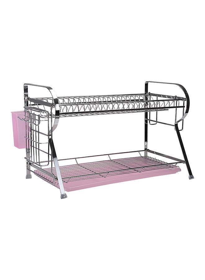 Royalford 2-Layer Wall Hanging Dish Rack with Plastic Drip Tray Silver - Image 3