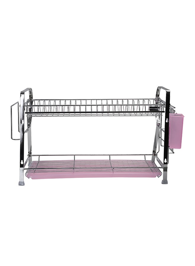 Royalford 2-Layer Wall Hanging Dish Rack with Plastic Drip Tray Silver - Image 2