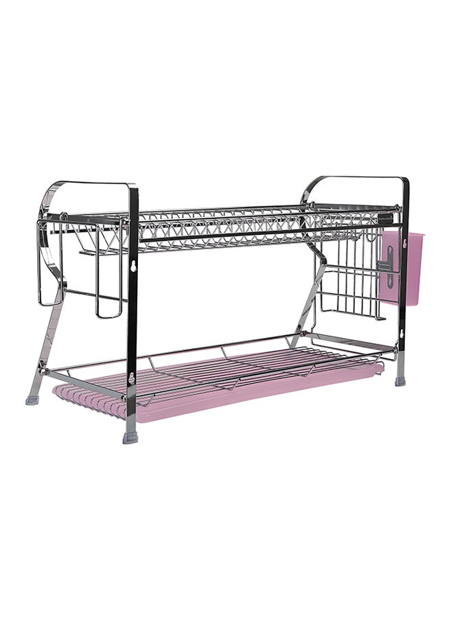 Royalford 2-Layer Wall Hanging Dish Rack with Plastic Drip Tray Silver - Image 4