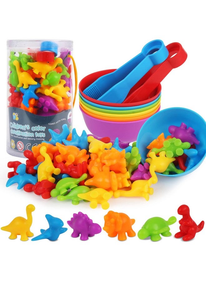 LOKIPA Counting Dinosaurs Toys Matching Game with Rainbow Sorting Cups, Color Sorting Set Preschool Learning Activities Education Toys for Toddlers Kids Ages 3 Years and Up - Image 1