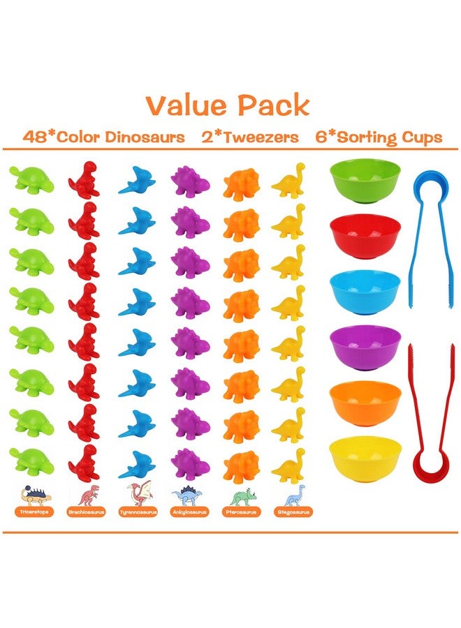 LOKIPA Counting Dinosaurs Toys Matching Game with Rainbow Sorting Cups, Color Sorting Set Preschool Learning Activities Education Toys for Toddlers Kids Ages 3 Years and Up - Image 2