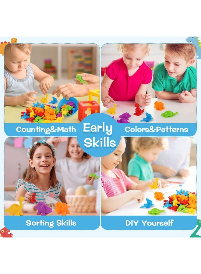 LOKIPA Counting Dinosaurs Toys Matching Game with Rainbow Sorting Cups, Color Sorting Set Preschool Learning Activities Education Toys for Toddlers Kids Ages 3 Years and Up - Image 5