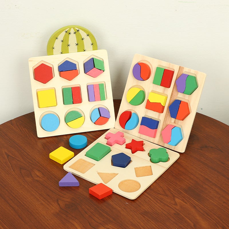 Montessori Early Education Children'S Educational Wooden Puzzle Toys Geometrical Board Cognitive Matching Board Three Optional - Image 2