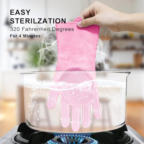 Rylan Gloves Magic Silicone Dish Washing Gloves, Silicon Cleaning Gloves, Silicon Hand Gloves for Kitchen Dishwashing and Pet Grooming, Great for Washing Dish, Car, Bathroom (Multicolour, 1 Pair) - Image 3