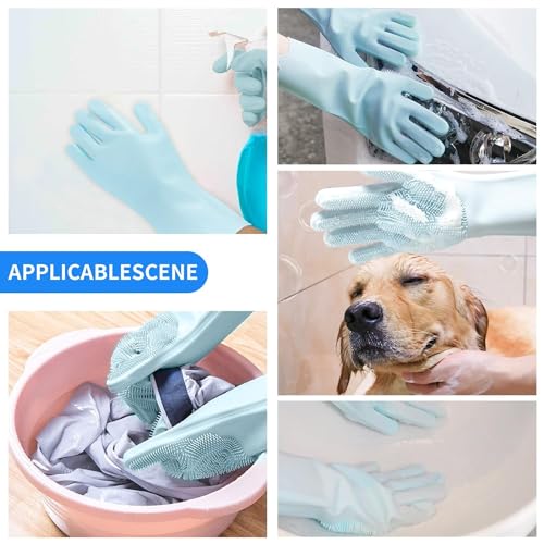Rylan Gloves Magic Silicone Dish Washing Gloves, Silicon Cleaning Gloves, Silicon Hand Gloves for Kitchen Dishwashing and Pet Grooming, Great for Washing Dish, Car, Bathroom (Multicolour, 1 Pair) - Image 2
