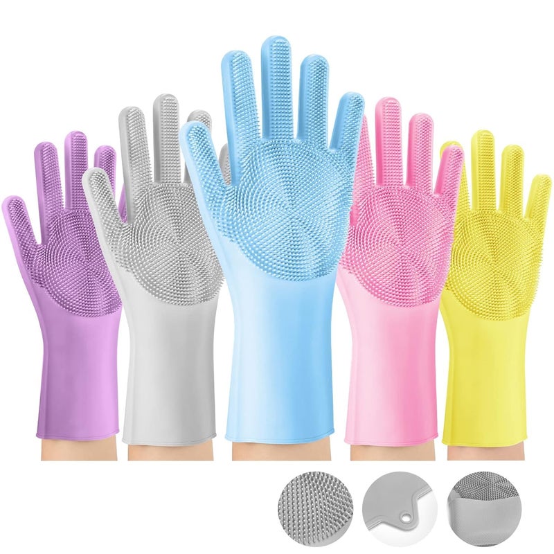 Rylan Gloves Magic Silicone Dish Washing Gloves, Silicon Cleaning Gloves, Silicon Hand Gloves for Kitchen Dishwashing and Pet Grooming, Great for Washing Dish, Car, Bathroom (Multicolour, 1 Pair) - Image 4
