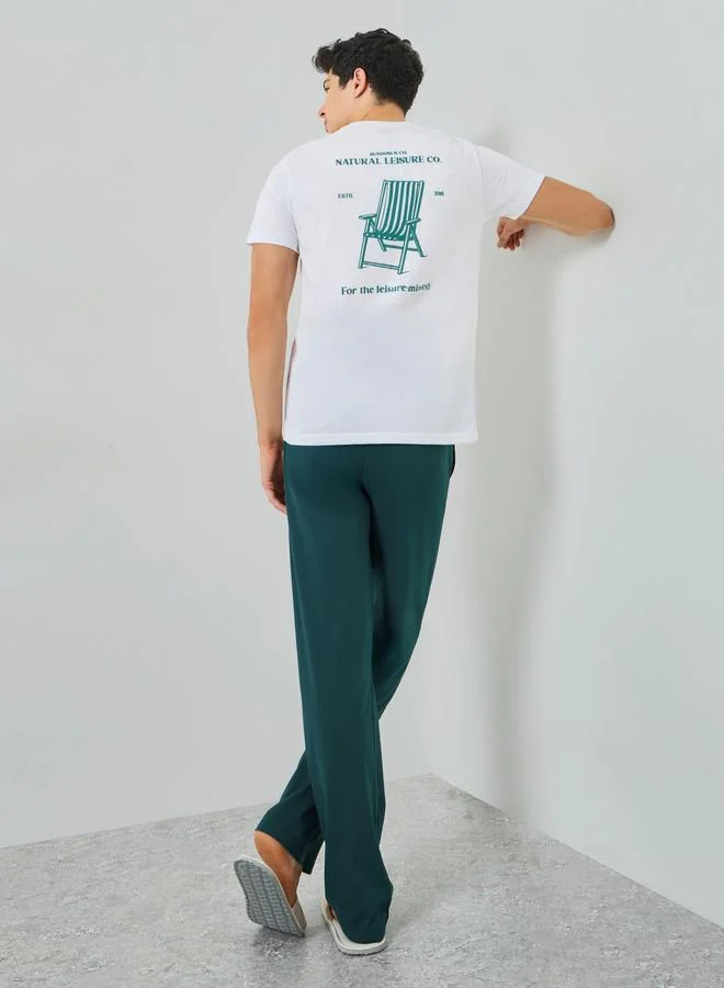 Styli Teal Men Back Printed T-Shirt and Pyjama Set for Men | Best Price UAE
