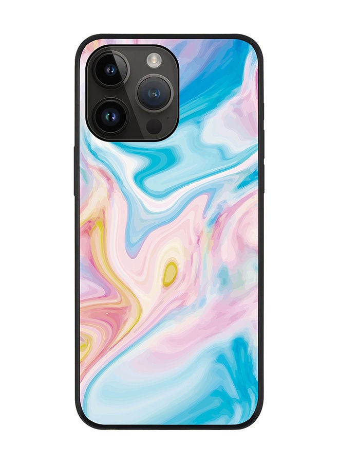 Stylizedd Rugged Black edge case for Apple iPhone 14 Pro Max Slim fit Soft Case Flexible Rubber Edges Anti Drop TPU Gel Thin Cover - Marble Print Aqua - Image 1