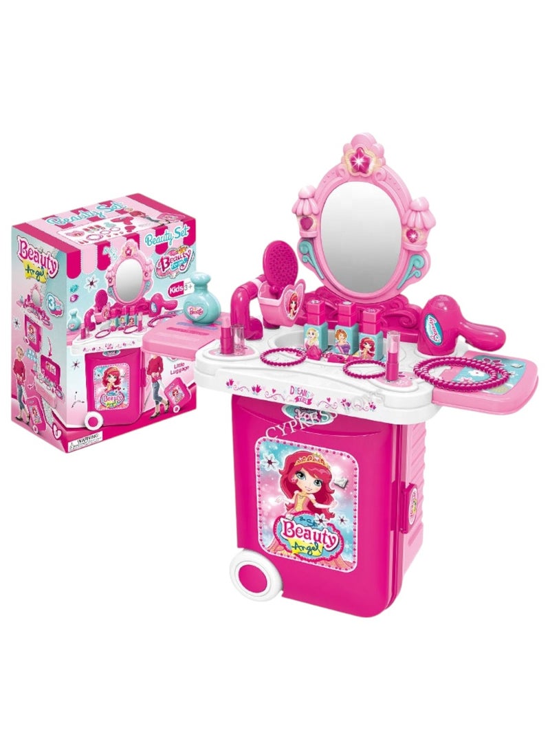 Toy Box 3 IN 1 Make Up Beauty Play Toys With Dressing Table For Girls - Image 4