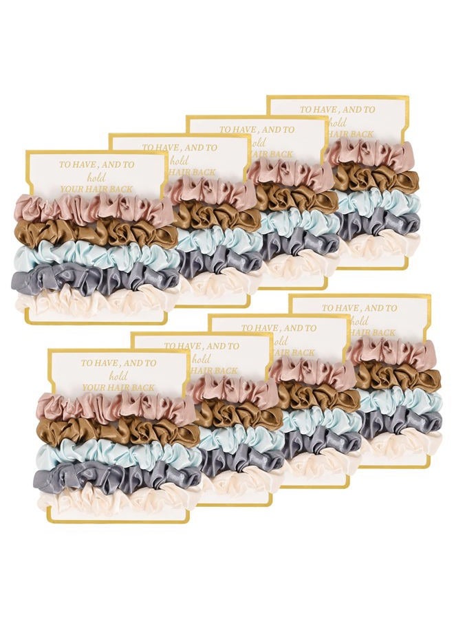 CEELGON 8 Pack Satin Scrunchies Hair Ties - Bachelorette Party Favors, Hair Accessories for Women's Bridesmaid Proposal Gift (Ivory, Rose Gold, Dusty Blue, Blue, Gold) - Image 1