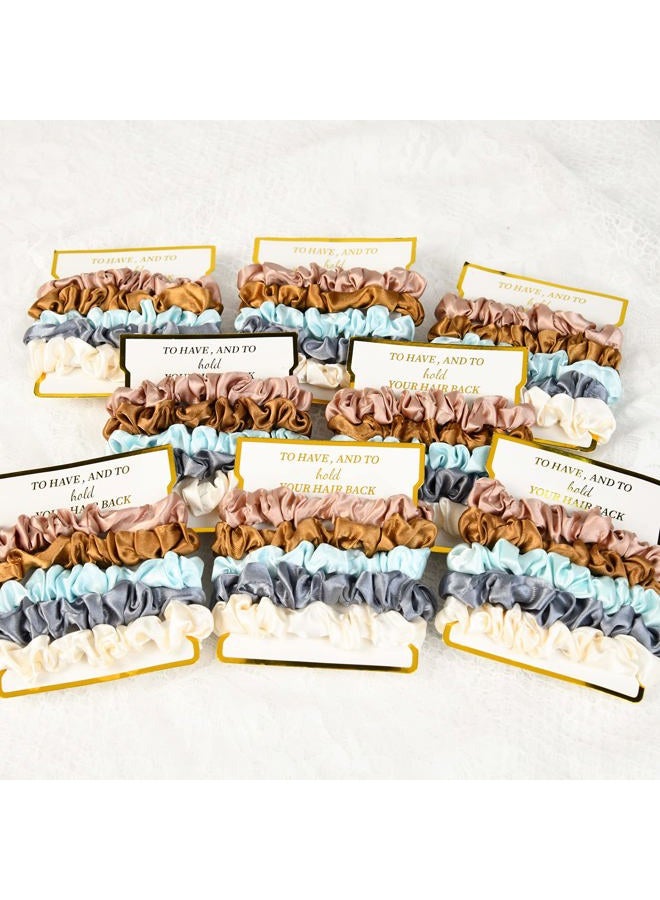 CEELGON 8 Pack Satin Scrunchies Hair Ties - Bachelorette Party Favors, Hair Accessories for Women's Bridesmaid Proposal Gift (Ivory, Rose Gold, Dusty Blue, Blue, Gold) - Image 4
