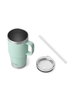 YETI YETI Rambler 25 oz Tumbler with Handle and Straw Lid, Travel Mug Water Tumbler, Vacuum Insulated Cup with Handle, Stainless Steel, Seafoam  - Image 3