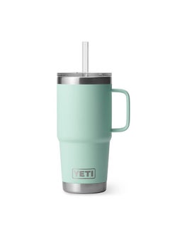 YETI YETI Rambler 25 oz Tumbler with Handle and Straw Lid, Travel Mug Water Tumbler, Vacuum Insulated Cup with Handle, Stainless Steel, Seafoam  - Image 5