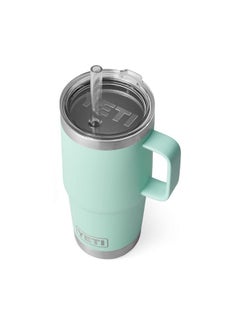 YETI YETI Rambler 25 oz Tumbler with Handle and Straw Lid, Travel Mug Water Tumbler, Vacuum Insulated Cup with Handle, Stainless Steel, Seafoam  - Image 1