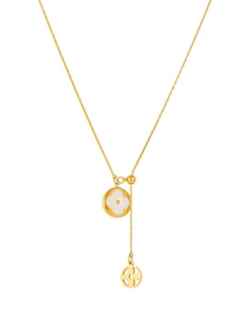 MANIKAN MANIKAN Women's Necklace Leaf Flower made of Stainless Steel Adjustable with Easy Pull  - Image 1
