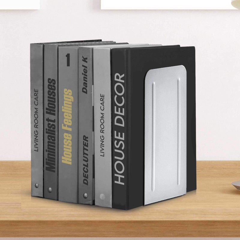 Acrimet Jumbo Premium Metal Bookends 9" (Heavy Duty) (White Color) (1 Pair) - Image 5