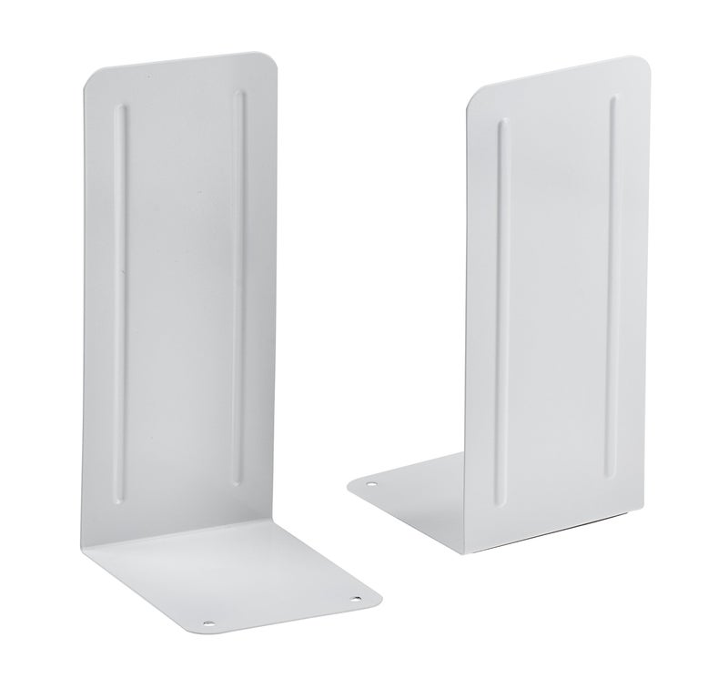 Acrimet Jumbo Premium Metal Bookends 9" (Heavy Duty) (White Color) (1 Pair) - Image 1