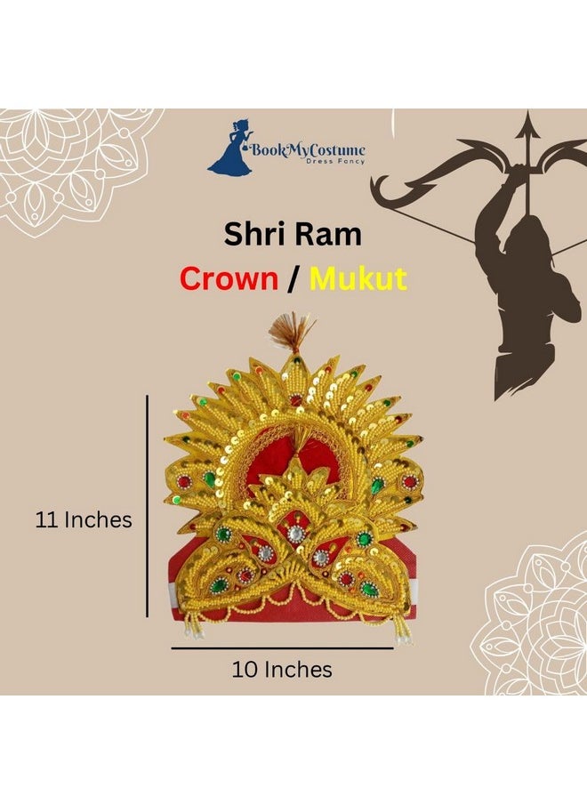 BookMyCostume - BookMyCostume Shri Ram Hindu God Crown Mukut Kids & Adults Fancy Dress Costume Accessories Free Size - Image 1