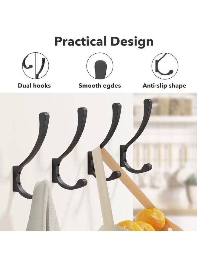 Hanging Coat Hooks Wall Mount - Wall Hooks For Hanging Heavy Duty (30LB),Large Coat Hanger Wall Hangers,Metal Hooks For Hanging Towels,Backpack,Hat,Jacket,Key,Bag,Purse,Clothes,Robe,Dog Leash (4 Pack) - Image 4