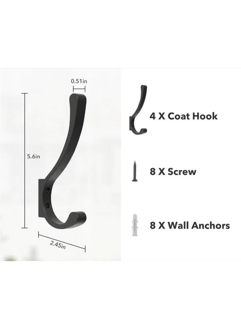 Hanging Coat Hooks Wall Mount - Wall Hooks For Hanging Heavy Duty (30LB),Large Coat Hanger Wall Hangers,Metal Hooks For Hanging Towels,Backpack,Hat,Jacket,Key,Bag,Purse,Clothes,Robe,Dog Leash (4 Pack) - Image 2