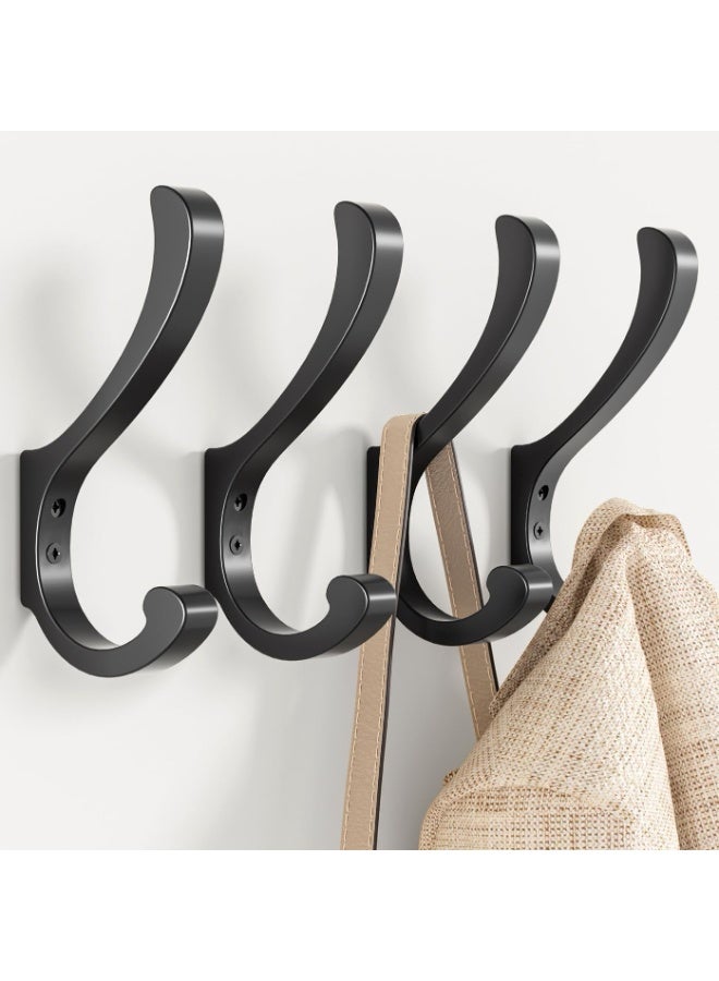 Hanging Coat Hooks Wall Mount - Wall Hooks For Hanging Heavy Duty (30LB),Large Coat Hanger Wall Hangers,Metal Hooks For Hanging Towels,Backpack,Hat,Jacket,Key,Bag,Purse,Clothes,Robe,Dog Leash (4 Pack) - Image 1