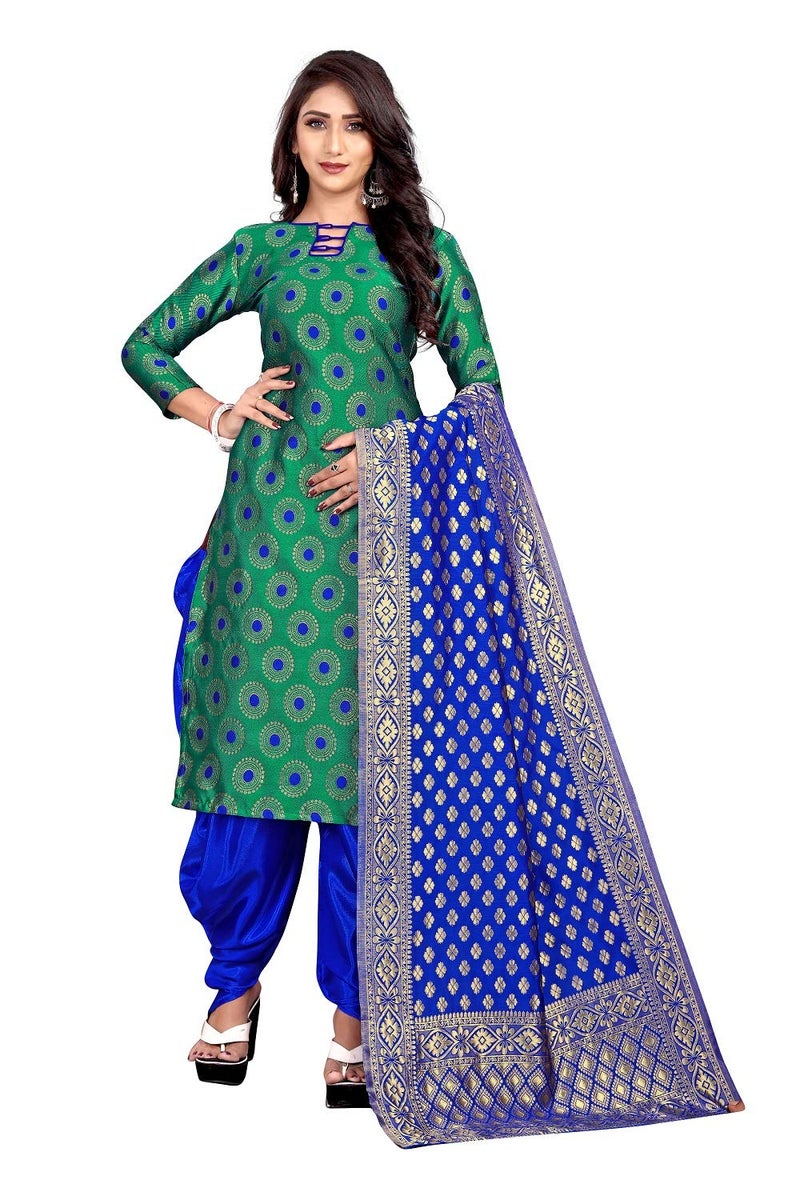 JENNY DESIGNER فستان كورتا وباتيارا غير مخيط للنساء من بروكاد (راما) - Image 1