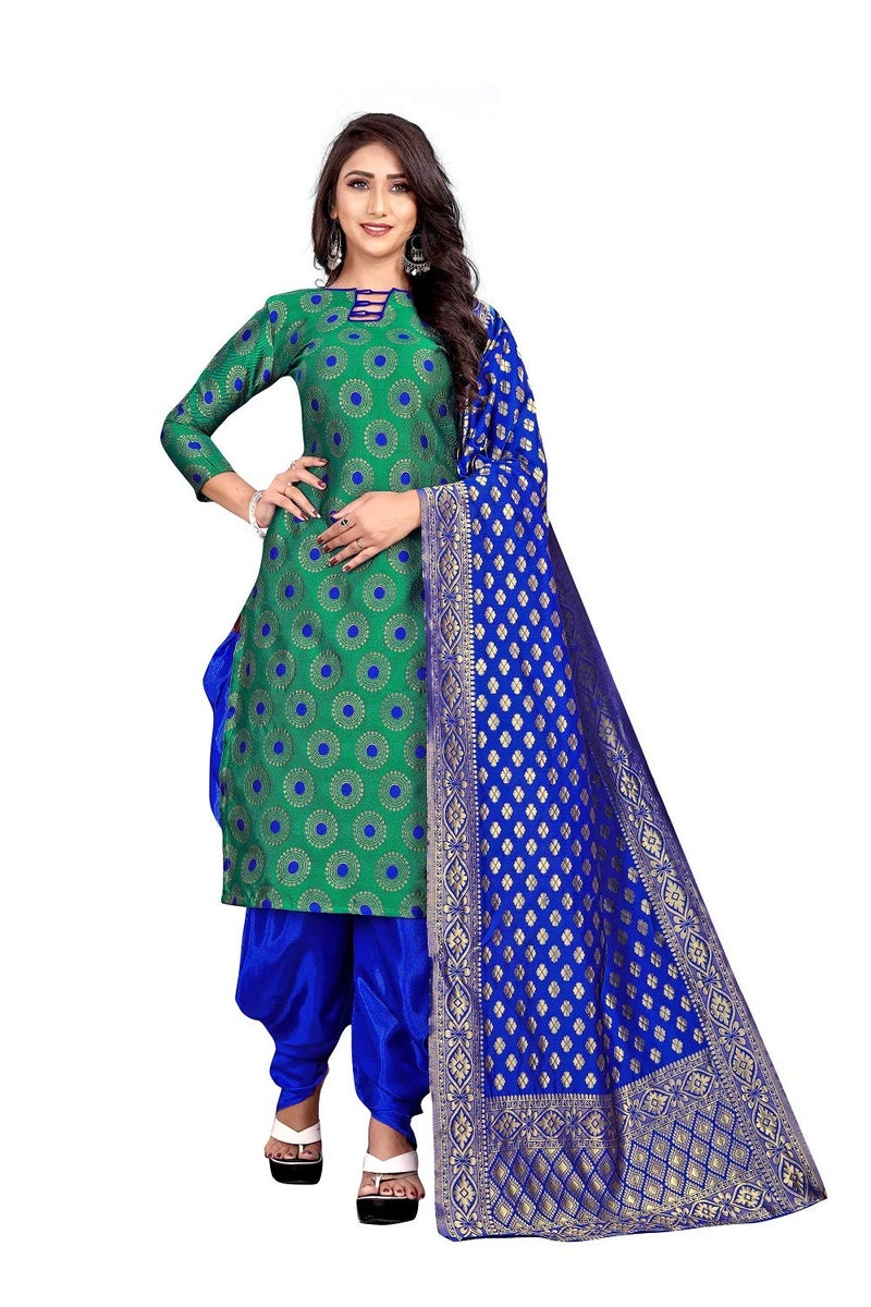 JENNY DESIGNER فستان كورتا وباتيارا غير مخيط للنساء من بروكاد (راما) - Image 3