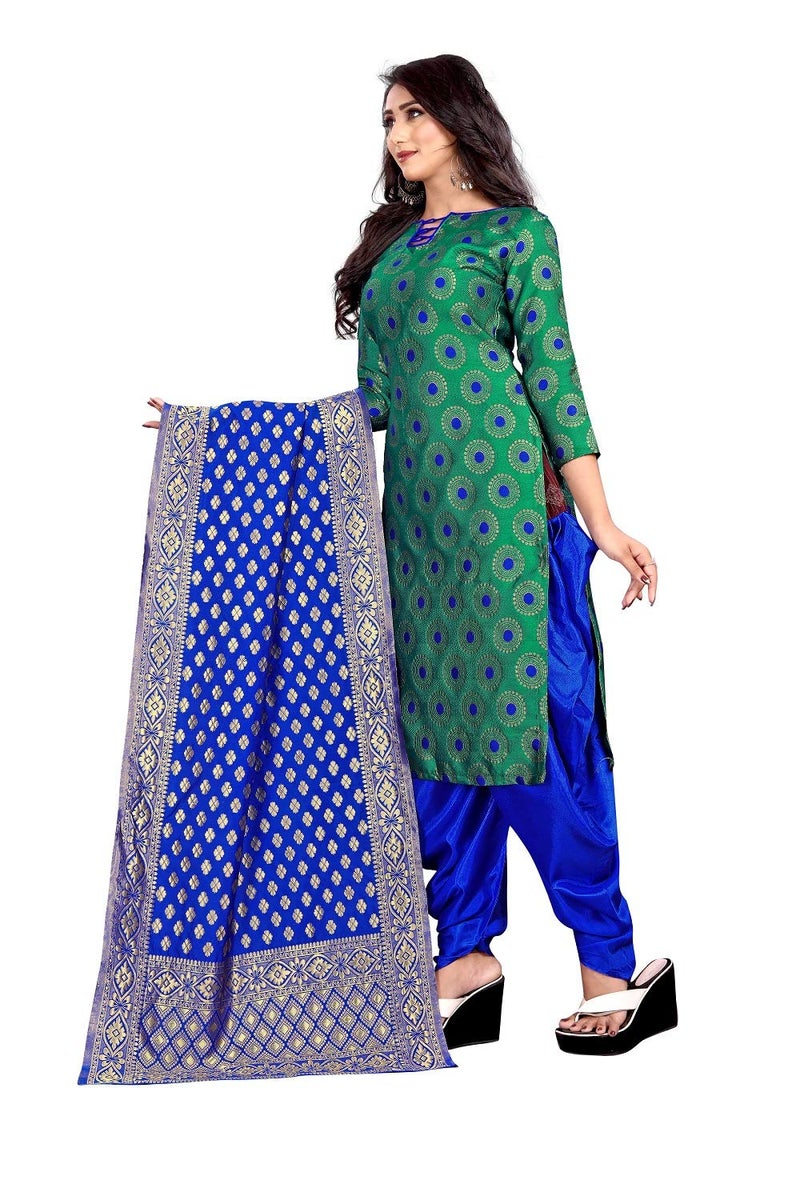 JENNY DESIGNER فستان كورتا وباتيارا غير مخيط للنساء من بروكاد (راما) - Image 2