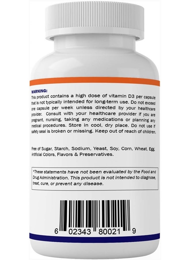 Vitamatic - Vitamin D3 50,000 IU (as Cholecalciferol), Once Weekly Dose, 1250 mcg, 60 Veggie Capsules 1 Year Supply, Progressive Formula Helping Vitamin D Deficiencies (60 Count (Pack of 1)) - Image 1