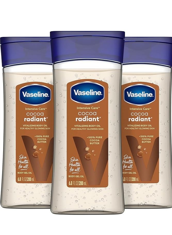 Vaseline Intensive Care Body Gel Oil Cocoa Radiant 6.8 oz, Pack of 3, Brown, 6.8 Ounce - Image 1