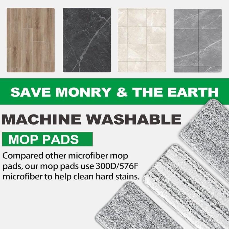 1 Pack Flat Mop Pad, 13" X 4.9" Flat Mop Head Refill Microfiber Mop Pad, Squeeze Mop Pads Replacement Heads - Grey - Image 5