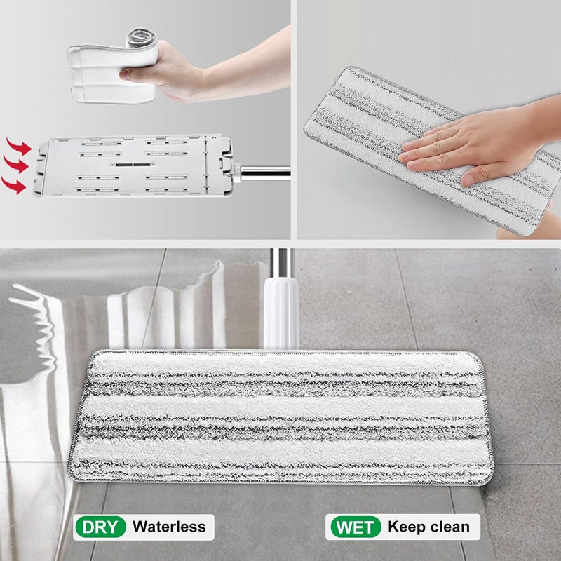 1 Pack Flat Mop Pad, 13" X 4.9" Flat Mop Head Refill Microfiber Mop Pad, Squeeze Mop Pads Replacement Heads - Grey - Image 4