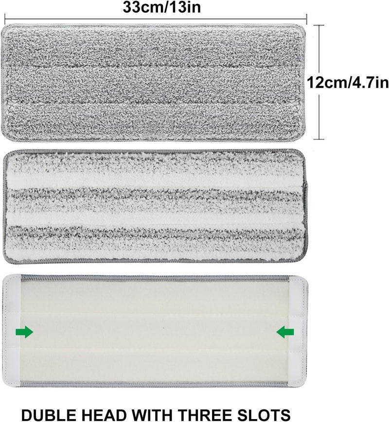 1 Pack Flat Mop Pad, 13" X 4.9" Flat Mop Head Refill Microfiber Mop Pad, Squeeze Mop Pads Replacement Heads - Grey - Image 3