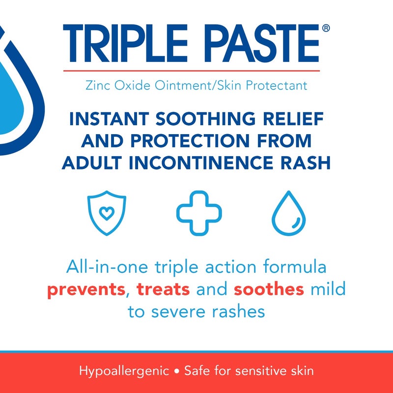 Triple Paste علاج طفح الحفاضات للكبار من تريبل بيست - 8 أونصات - مرهم طفح الحفاضات للكبار يعالج، يهدئ ويمنع تهيج الجلد بتركيبة خالية من العطور ومضادة للحساسية - Image 2