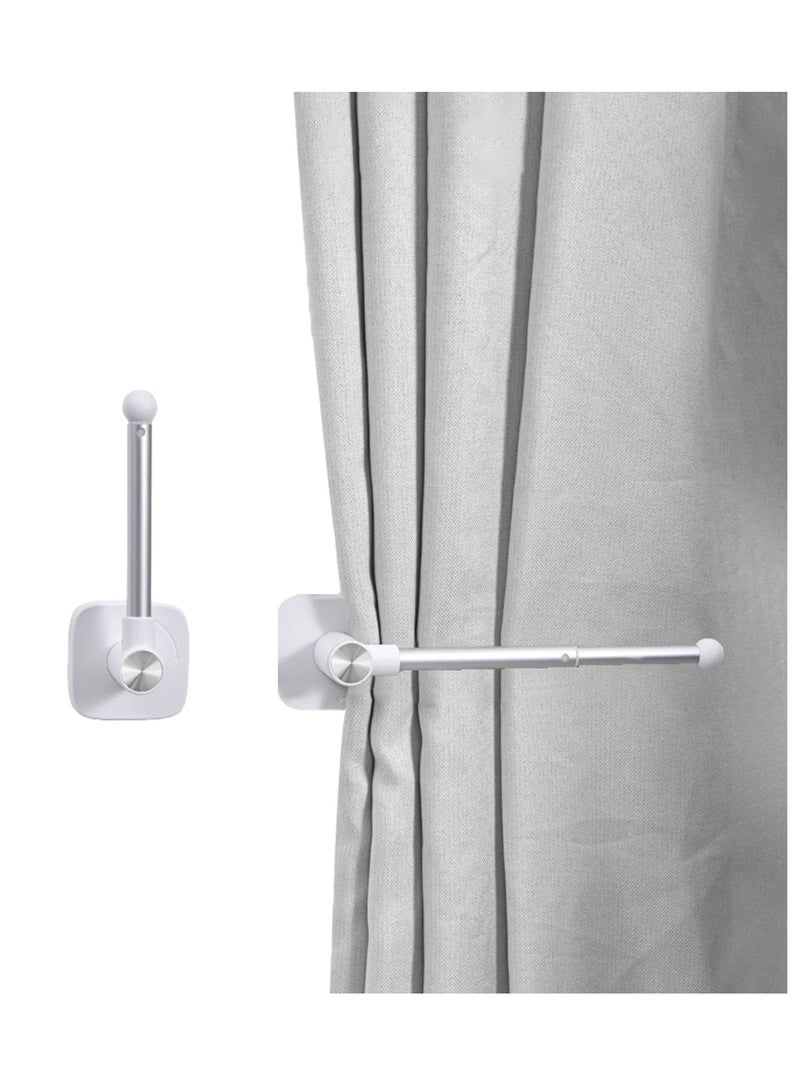 KASTWAVE Curtain Holder, Self Adhesive Curtain Tieback Hooks, Retractable and Rotatable L Shaped Curtain Hooks, Nordic Style Decorative for Home Bedroom, Office - Image 1