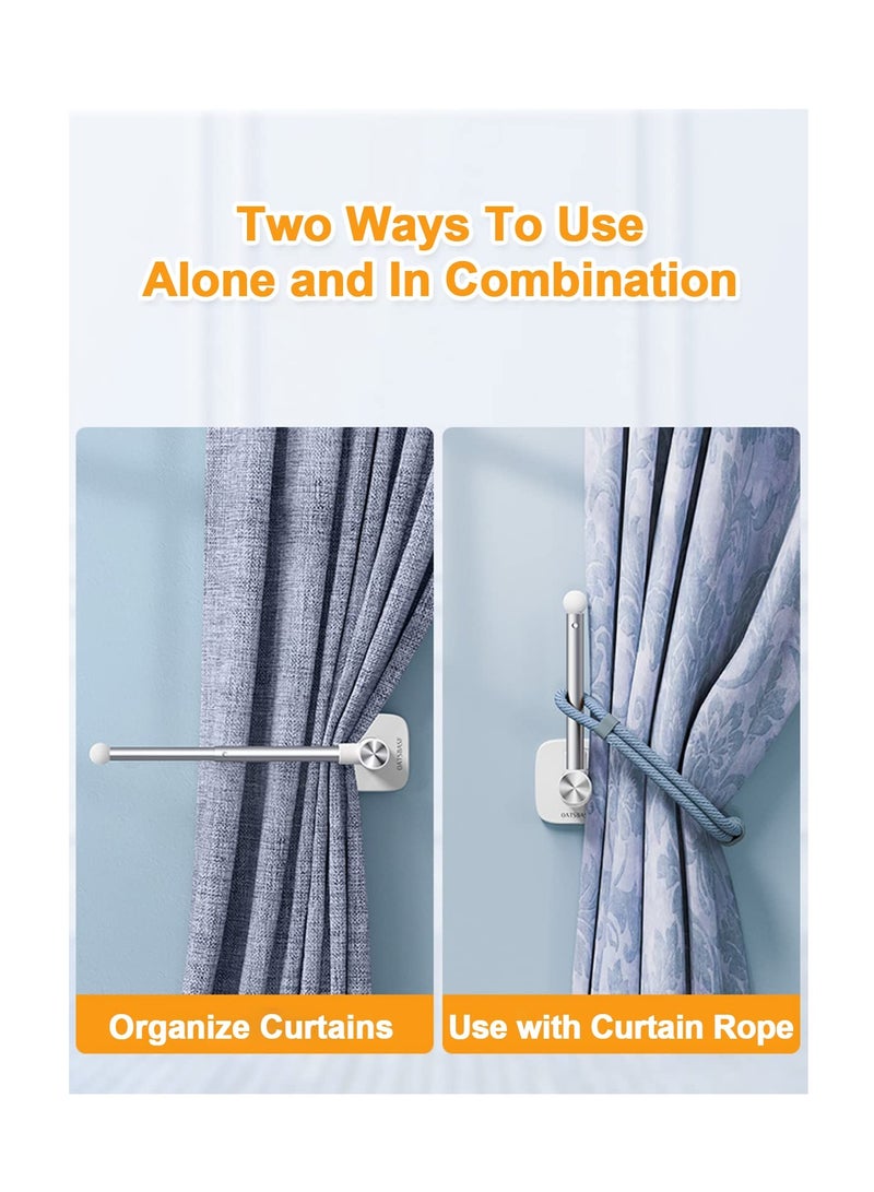 KASTWAVE Curtain Holder, Self Adhesive Curtain Tieback Hooks, Retractable and Rotatable L Shaped Curtain Hooks, Nordic Style Decorative for Home Bedroom, Office - Image 3