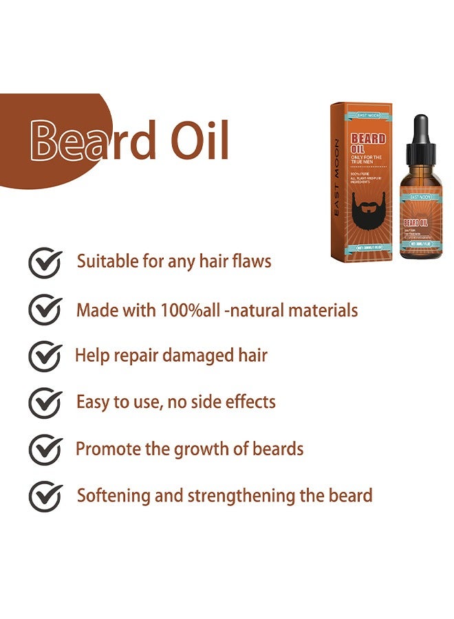 إيست مون زيت اللحية ، زيت اللحية لنمو الرجال ، يجعل اللحية أكثر امتلاء وسمكا ونعومة ، رطوبة لتقليل التجعد ، كل استخراج النباتات العضوية الطبيعية النقية ، يقوي ويرطب اللحية - Image 4