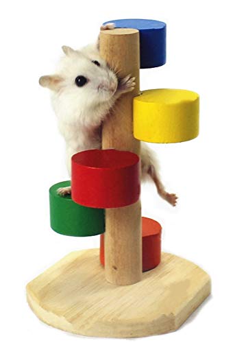 Litewoo Hamster Climbing Ladder Toy Natural Wooden Pets Training Cage Toy Colorful Playing Platform for Small Mice Guinea Pig Chinchilla Squirrel Sugar Glider ChipmunkRandom Color - Image 1