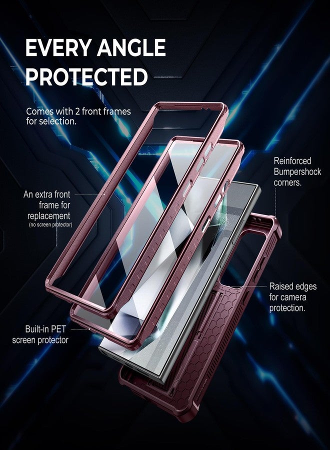 Dexnor for Samsung Galaxy S24 Ultra Case with Built-in Slide Camera Cover & Screen Protector & Kickstand, Shockproof Rugged Full-Body Bumper Protective Cover for Galaxy S24 Ultra (2024),Maroon Red - Image 5