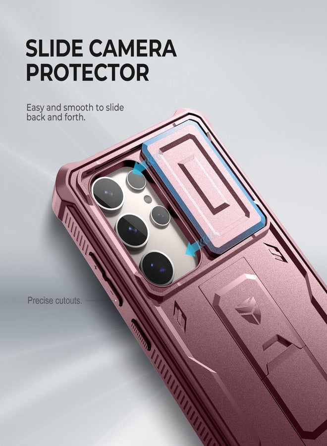 Dexnor for Samsung Galaxy S24 Ultra Case with Built-in Slide Camera Cover & Screen Protector & Kickstand, Shockproof Rugged Full-Body Bumper Protective Cover for Galaxy S24 Ultra (2024),Maroon Red - Image 3